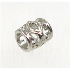 tibetan silver alloy tube beads, non-nickel, silver plated, approx 7x7.5mm, 4mm hole