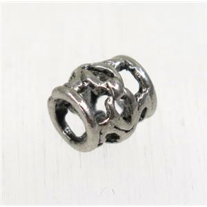 tibetan silver tube alloy beads, non-nickel, approx 7x7.5mm, 4mm hole