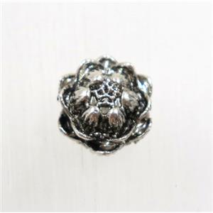 tibetan silver alloy lotus beads, non-nickel, approx 10mm dia