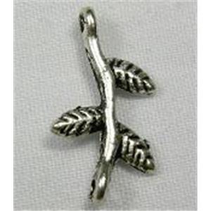 Tibetan Silver leaf pendants, 16mm length