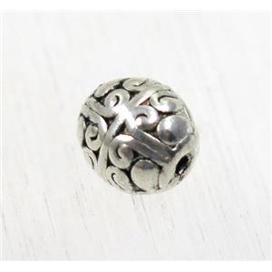 tibetan silver zinc barrel beads, non-nickel, approx 7x8mm