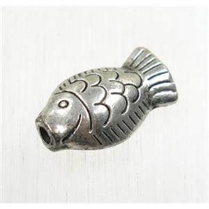 tibetan silver zinc fish beads, non-nickel, approx 10x17mm