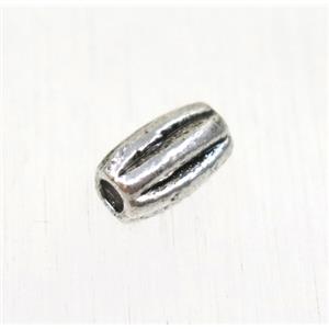 tibetan silver zinc beads, barrel, non-nickel, approx 4x7mm