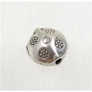 tibetan silver zinc beads, non-nickel, approx 9mm dia