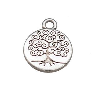 Tibetan Style Zinc Charms Pendant Tree Of Life Antique Silver, approx 15mm