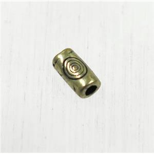 tibetan silver zinc tube beads, non-nickel, antique gold, approx 3x5.5mm