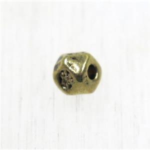 tibetan silver zinc beads, non-nickel, antique gold, approx 4mm dia