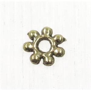 tibetan silver zinc daisy beads, non-nickel, antique bronze, approx 4mm dia