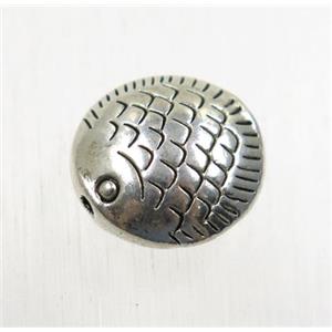 tibetan silver zinc fish beads, non-nickel, approx 14mm dia