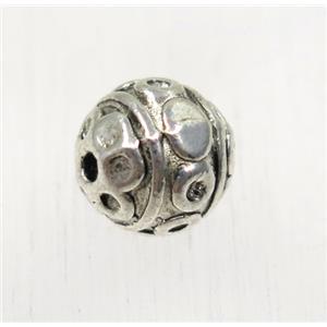 round tibetan silver zinc beads, non-nickel, approx 8.5mm dia