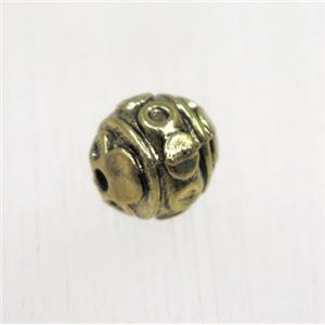 tibetan silver zinc beads, non-nickel, antique gold, approx 8.5mm dia