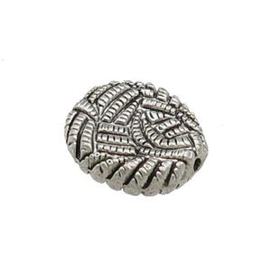 Tibetan Style Zinc Oval Beads Antique Silver, approx 13-14mm
