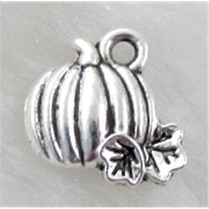 Tibetan Style Zinc Pumpkin Charm Pendant Antique Silver, 10x11mm