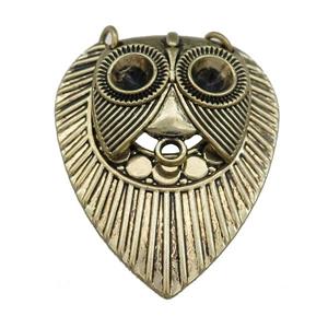 Tibetan Style Zinc Owl Birds Charms Pendant 2loops Antique Gold, approx 30-36mm