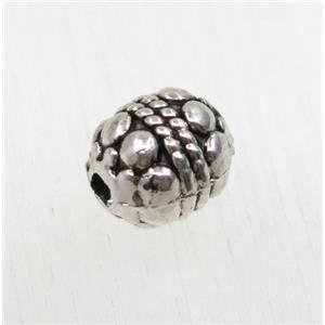 tibetan silver zinc barrel beads, non-nickel, approx 7x8mm