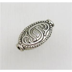 tibetan silver zinc oval beads, non-nickel, approx 9x17mm