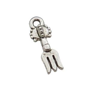 Tibetan Style Zinc Fork Charms Pendant Antique Silver, approx 5-15mm