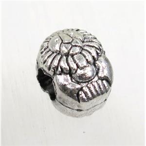 tibetan silver beads, zinc, large hole, non-nickel, approx 8.5x11mm, 4mm hole