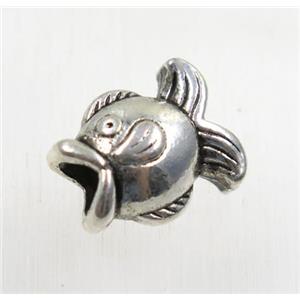 tibetan silver zinc fish beads, non-nickel, approx 12x14mm, 4mm hole