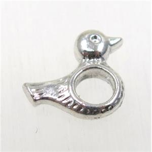 tibetan silver bird beads, zinc, non-nickel, approx 12.5x13.5mm, 5mm hole