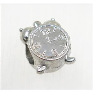 tibetan silver clock beads, zinc, non-nickel, approx 11x13.5mm, 4.5mm hole