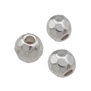 Tibetan Style Zinc Round Beads Faceted Antique Silver, approx 4mm