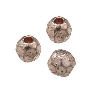 Tibetan Style Zinc Round Beads Faceted Rose Gold, approx 4mm