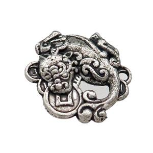 Tibetan Style Zinc Pixiu Charms Connector Antique Silver, approx 17mm