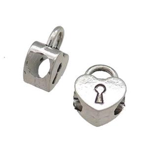 Tibetan Style Zinc Heart Lock Charms Pendant Antique Silver, approx 10-14mm, 5mm hole