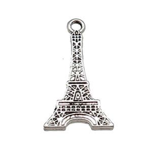 Tibetan Style Zinc Eiffel Tower Charms Pendant Antique Silver, approx 13-21mm