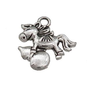 Tibetan Style Zinc Horse Pendant Antique Silver, approx 16-17mm