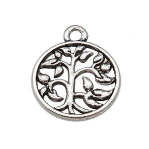 Tibetan Style Zinc Pendant Tree Of Life Antique Silver, approx 15mm