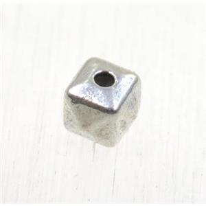 tibetan silver zinc cube beads, non-nickel, approx 5.5-6mm