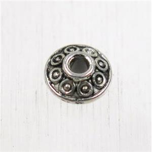 tibetan silver zinc rondelle beads, non-nickel, approx 6.5mm dia