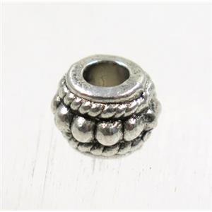 tibetan silver zinc beads, non-nickel, approx 8.5mm dia, 3.5mm hole