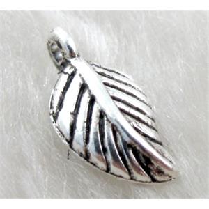 leaf, Tibetan Silver pendant non-nickel, 7.5x15mm