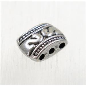 tibetan silver zinc beads with 3holes, non-nickel, approx 8x11mm