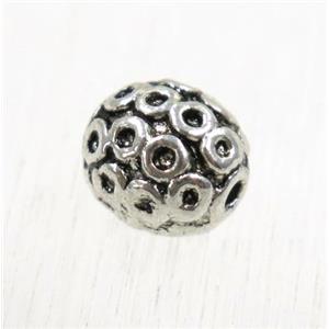 tibetan silver zinc barrel beads, non-nickel, approx 8x8.5mm