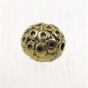 tibetan silver zinc barrel beads, non-nickel, antique gold, approx 8x8.5mm