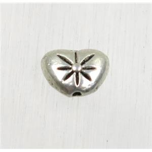 tibetan silver zinc heart beads, non-nickel, approx 6.5x8.5mm