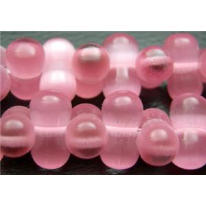 Cats eye bead, peanut, pink, 6x12mm, 78beads per st.