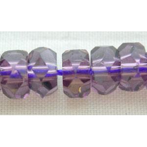 hand-faceted rondelle Glass Beads, amethyst, 3x6mm, 114beads per st