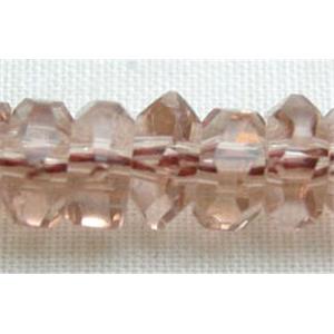 hand-faceted Glass Beads, rondelle, 3x6mm, 114beads per st