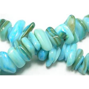 15.5 inches string of freshwater shell beads, freeform, blue, 7~13mm, 120 beads per strand