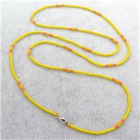 yellow Glass Seed Beaded Necklace, approx 2mm, 82cm length