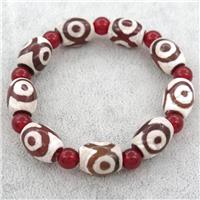 Tibetan Agate Beads Bracelet, stretchy, approx 12-16mm