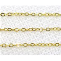 copper chain, flat, gold plated, approx 1.5x2mm