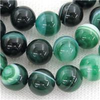 round striped Agate Beads, peacock green, approx 8mm dia