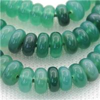 natural Agate rondelle beads, green treated, approx 5x8mm