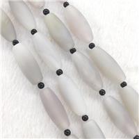 Natural Gray Agate Rice Beads Matte, approx 12-30mm